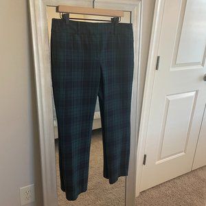Loft Women's Navy Blue Green Plaid Pants Size 10
